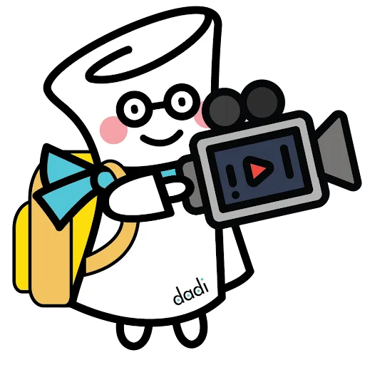 Dadi Education character traveling to study in England with luggage