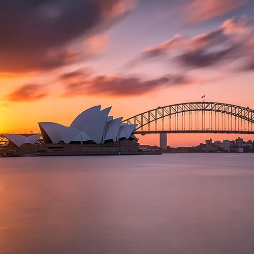 Study abroad in Australia - Sydney Harbour Bridge and Opera House at sunset
