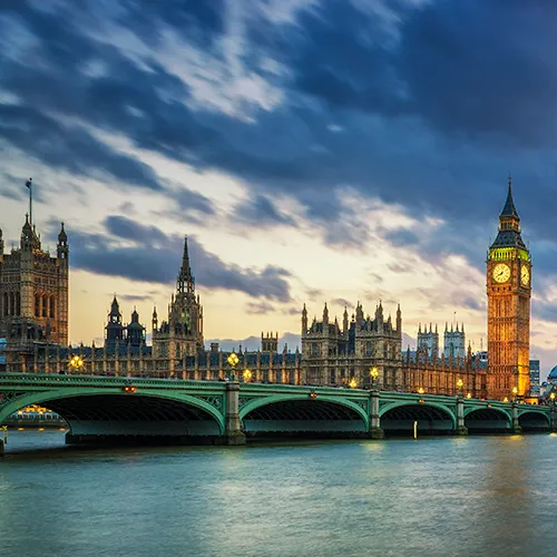 Study in England - iconic London Big Ben and Westminster Bridge view