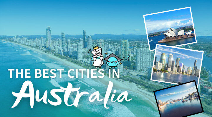Blog cover showing Australian coastal city skyline with photo highlights of Sydney, Brisbane, and Perth.