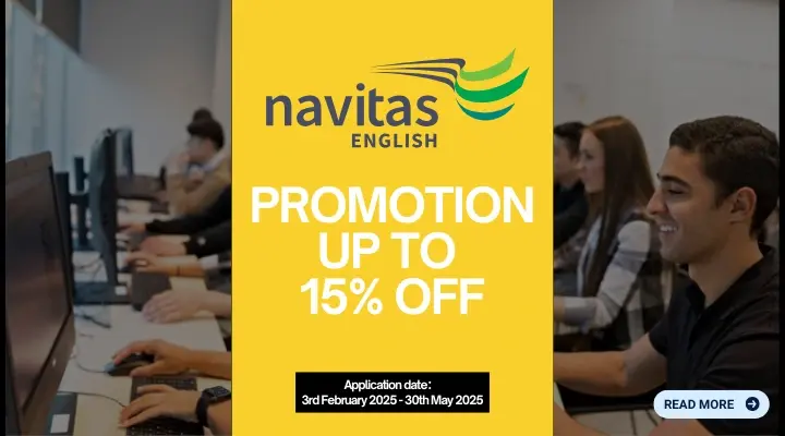 Navitas English promotion offering up to 15 percent discount for students through Dadi Education