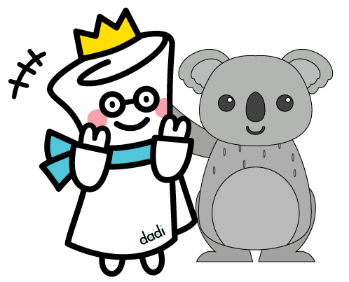 Dadi Education mascot Dada with a friendly koala for Study in Australia