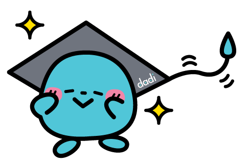 Dadi Education mascot Didi celebrating with a graduation cap for Study in USA