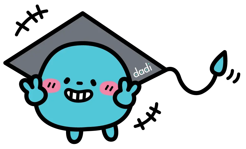 Dadi mascot encouraging students for study abroad exam preparation and success